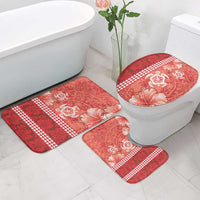 Red Hibiscus Turle Bathroom Set Hawaiian Style Tribal Tapa Pattern LT9 - Polynesian Pride