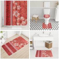 Red Hibiscus Turle Bathroom Set Hawaiian Style Tribal Tapa Pattern LT9 - Polynesian Pride