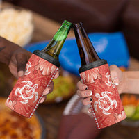 Red Hibiscus Turle 4 in 1 Can Cooler Tumbler Hawaiian Style Tribal Tapa Pattern