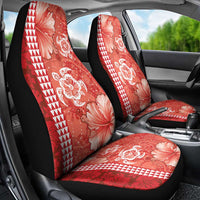 Red Hibiscus Turle Car Seat Cover Hawaiian Style Tribal Tapa Pattern