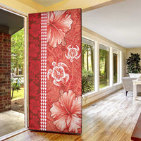Red Hibiscus Turle Door Cover Hawaiian Style Tribal Tapa Pattern LT9 - Polynesian Pride