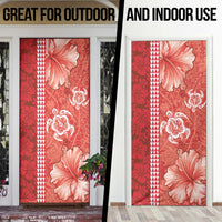 Red Hibiscus Turle Door Cover Hawaiian Style Tribal Tapa Pattern LT9 - Polynesian Pride