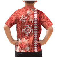 Red Hibiscus Turle Family Matching Mermaid Dress and Hawaiian Shirt Hawaiian Style Tribal Tapa Pattern
