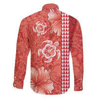 Red Hibiscus Turle Family Matching Mermaid Dress and Hawaiian Shirt Hawaiian Style Tribal Tapa Pattern