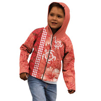 Red Hibiscus Turle Kid Hoodie Hawaiian Style Tribal Tapa Pattern LT9 - Polynesian Pride