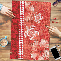 Red Hibiscus Turle Puzzle Hawaiian Style Tribal Tapa Pattern - Polynesian Pride