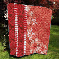Red Hibiscus Turle Quilt Hawaiian Style Tribal Tapa Pattern