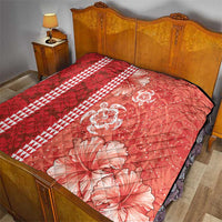 Red Hibiscus Turle Quilt Hawaiian Style Tribal Tapa Pattern