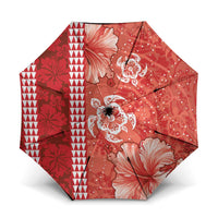 Red Hibiscus Turle Umbrella Hawaiian Style Tribal Tapa Pattern LT9 One Size Folded 11.42 inch Opened Diameter 37.4 inch Red - Polynesian Pride