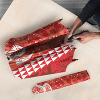 Red Hibiscus Turle Umbrella Hawaiian Style Tribal Tapa Pattern LT9 - Polynesian Pride