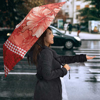 Red Hibiscus Turle Umbrella Hawaiian Style Tribal Tapa Pattern LT9 - Polynesian Pride