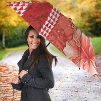 Red Hibiscus Turle Umbrella Hawaiian Style Tribal Tapa Pattern LT9 - Polynesian Pride