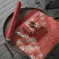 Red Hibiscus Turle Wrapping Paper Hawaiian Style Tribal Tapa Pattern - Polynesian Pride