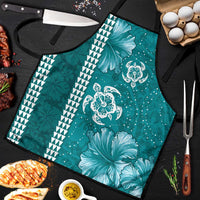 Teal Hibiscus Turle Apron Hawaiian Style Tribal Tapa Pattern LT9 Teal - Polynesian Pride