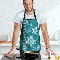 Teal Hibiscus Turle Apron Hawaiian Style Tribal Tapa Pattern LT9 - Polynesian Pride