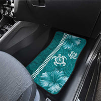 Teal Hibiscus Turle Car Mats Hawaiian Style Tribal Tapa Pattern