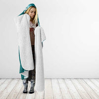Teal Hibiscus Turle Hooded Blanket Hawaiian Style Tribal Tapa Pattern LT9 - Polynesian Pride