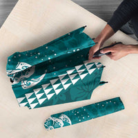 Teal Hibiscus Turle Umbrella Hawaiian Style Tribal Tapa Pattern LT9 - Polynesian Pride
