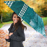 Teal Hibiscus Turle Umbrella Hawaiian Style Tribal Tapa Pattern LT9 - Polynesian Pride