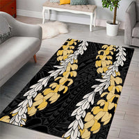 Puakenikeni and Maile Lei Area Rug Black Double Strand Lei