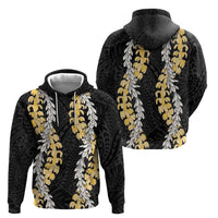 Puakenikeni and Maile Lei Hoodie Black Double Strand Lei