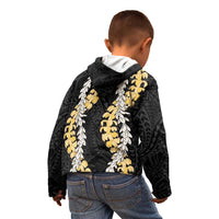 Puakenikeni and Maile Lei Kid Hoodie Black Double Strand Lei LT9 - Polynesian Pride