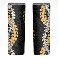 Puakenikeni and Maile Lei Skinny Tumbler Black Double Strand Lei