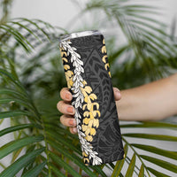 Puakenikeni and Maile Lei Skinny Tumbler Black Double Strand Lei