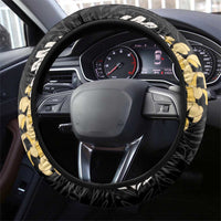 Puakenikeni and Maile Lei Steering Wheel Cover Black Double Strand Lei