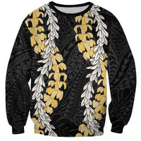 Puakenikeni and Maile Lei Sweatshirt Black Double Strand Lei LT9 Unisex Black - Polynesian Pride