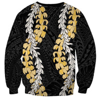 Puakenikeni and Maile Lei Sweatshirt Black Double Strand Lei LT9 - Polynesian Pride