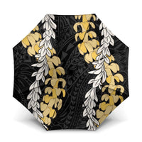 Puakenikeni and Maile Lei Umbrella Black Double Strand Lei LT9 One Size Folded 11.42 inch Opened Diameter 37.4 inch Black - Polynesian Pride