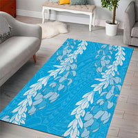 Puakenikeni and Maile Lei Area Rug Blue Double Strand Lei