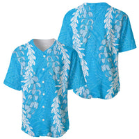 Puakenikeni and Maile Lei Baseball Jersey Blue Double Strand Lei LT9 - Polynesian Pride