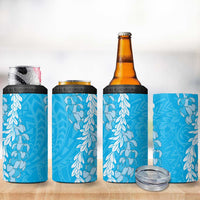 Puakenikeni and Maile Lei 4 in 1 Can Cooler Tumbler Blue Double Strand Lei