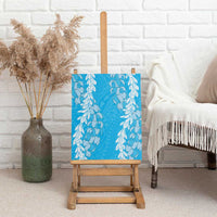 Puakenikeni and Maile Lei Canvas Wall Art Blue Double Strand Lei