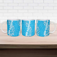 Puakenikeni and Maile Lei Ceramic Mug Blue Double Strand Lei LT9 - Polynesian Pride