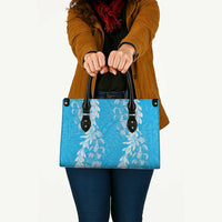 Puakenikeni and Maile Lei Leather Bag Blue Double Strand Lei LT9 - Polynesian Pride