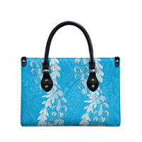 Puakenikeni and Maile Lei Leather Bag Blue Double Strand Lei LT9 - Polynesian Pride