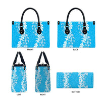 Puakenikeni and Maile Lei Leather Bag Blue Double Strand Lei LT9 - Polynesian Pride