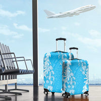 Puakenikeni and Maile Lei Luggage Cover Blue Double Strand Lei