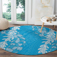 Puakenikeni and Maile Lei Round Carpet Blue Double Strand Lei