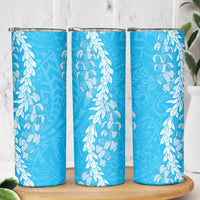 Puakenikeni and Maile Lei Skinny Tumbler Blue Double Strand Lei