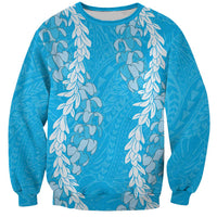 Puakenikeni and Maile Lei Sweatshirt Blue Double Strand Lei LT9 Unisex Blue - Polynesian Pride
