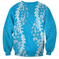 Puakenikeni and Maile Lei Sweatshirt Blue Double Strand Lei LT9 - Polynesian Pride