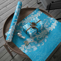 Puakenikeni and Maile Lei Wrapping Paper Blue Double Strand Lei - Polynesian Pride