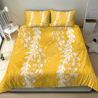 Puakenikeni and Maile Lei Bedding Set Gold Double Strand Lei