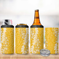 Puakenikeni and Maile Lei 4 in 1 Can Cooler Tumbler Gold Double Strand Lei