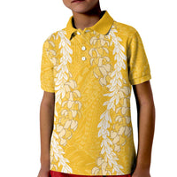 Puakenikeni and Maile Lei Kid Polo Shirt Gold Double Strand Lei LT9 Kid Gold - Polynesian Pride