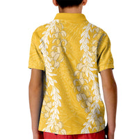 Puakenikeni and Maile Lei Kid Polo Shirt Gold Double Strand Lei LT9 - Polynesian Pride